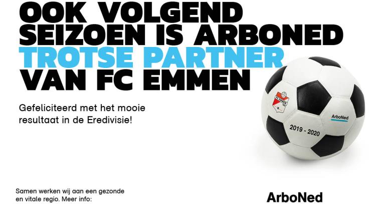 Ook volgend seizoen is ArboNed trotse partner van Eredivisieclub FC Emmen